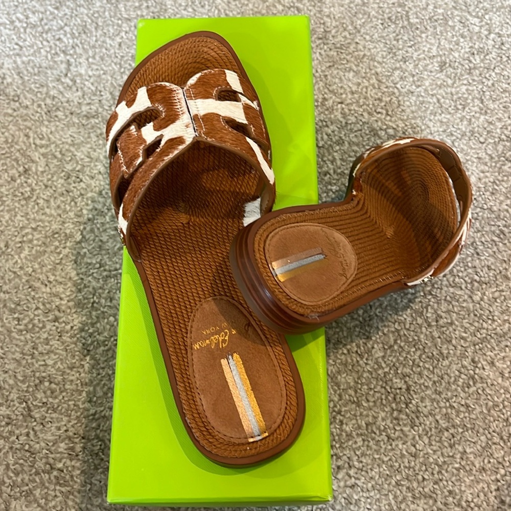New in box Sam Edelman Bay sandals, giraffe cow hair, 6.5M